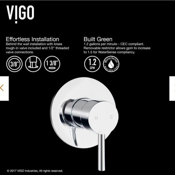 NEW * VIGO VG05001CH Olus Single-Handle Wall Mount Bathroom Faucet in Chrome - Picture 3 of 16